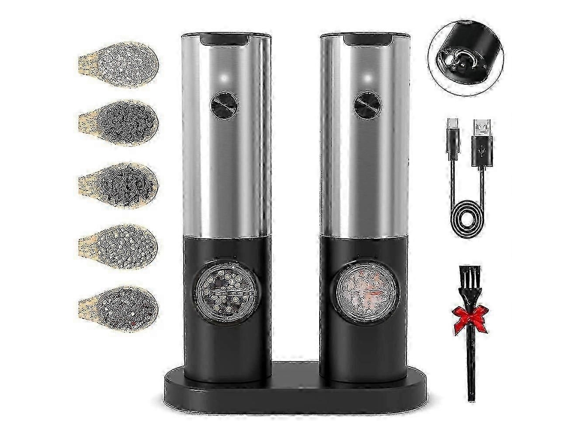 Conjunto Elétrico De Moinhos De Sal E Pimenta Com Base De Carregamento Dupla, Cabo Usb E Operação Automática