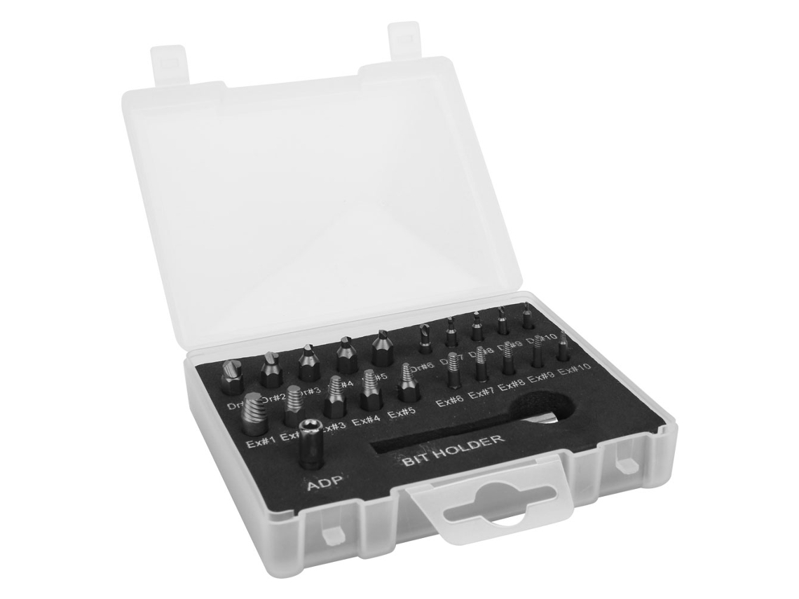 Extractor De Parafusos Danificados 22pcs, Ferramenta De Aço Crv Com Cabo Hexagonal Para Extrair Parafusos Quebrados E Remoção Fácil