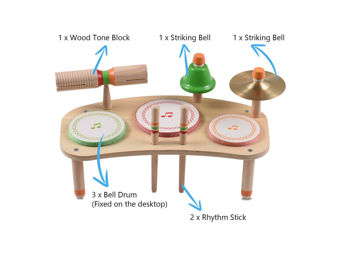 Laxiscreed Bateria De Parede 7 Em 1 Portátil E Destacável Para Iniciação Musical