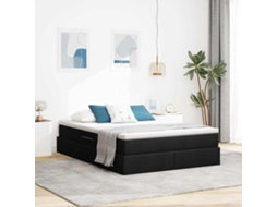 Vidaxl Cama Com Arrumação E Colchão Preto 140 X 200 Cm Poliéster