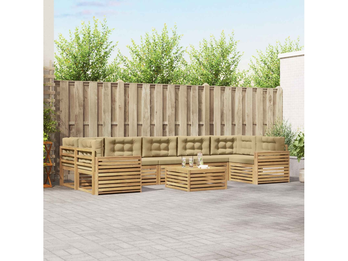 Vidaxl Conjunto De Sofás Para Exterior 8 Unid. Branco E Bege