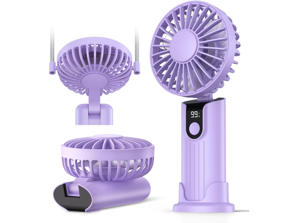 Ventilador Portátil De Mão, Ventilador Dobrável Recarregável Via Usb De 5000mah, Ventilador Pessoal 3 Em 1 Para Viagens Com Visor Digital