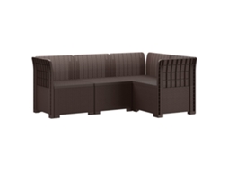 Vidaxl Sofá De Jardim Para 4 Pessoas Visual Rattan Pp Castanho