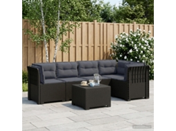 Vidaxl Sofá De Jardim De 5 Pessoas Com Almofadas Visual De Rattan Pp