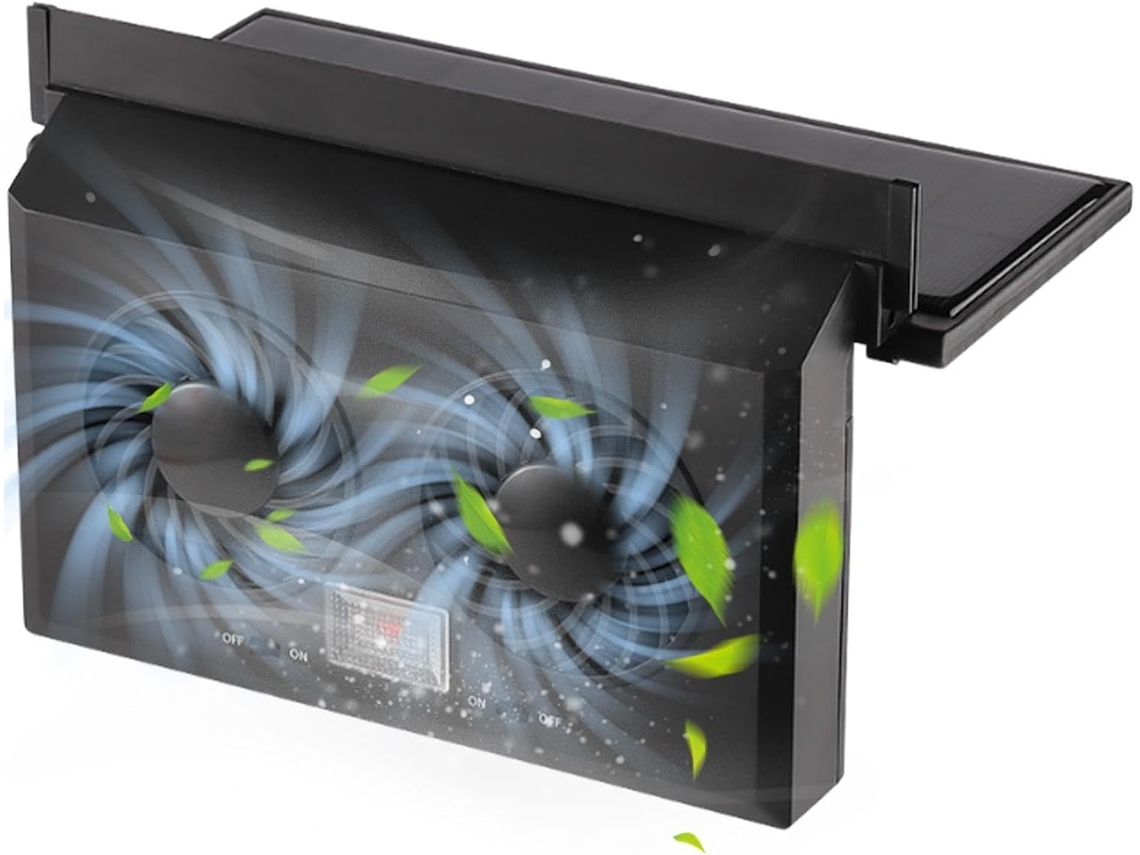 Ventilador Solar De Janela Carro Com Duas Cabeças Fácil Instalação