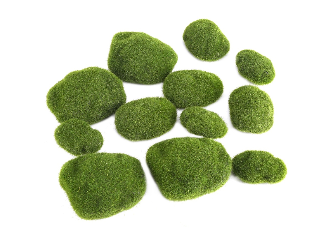 12 pedras de musgo artificial para jardim e bonsai