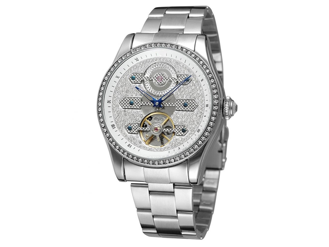 Reloj Automático Mekánico Hombre Forsining Con Strass Y Dial Redondo (blanco)