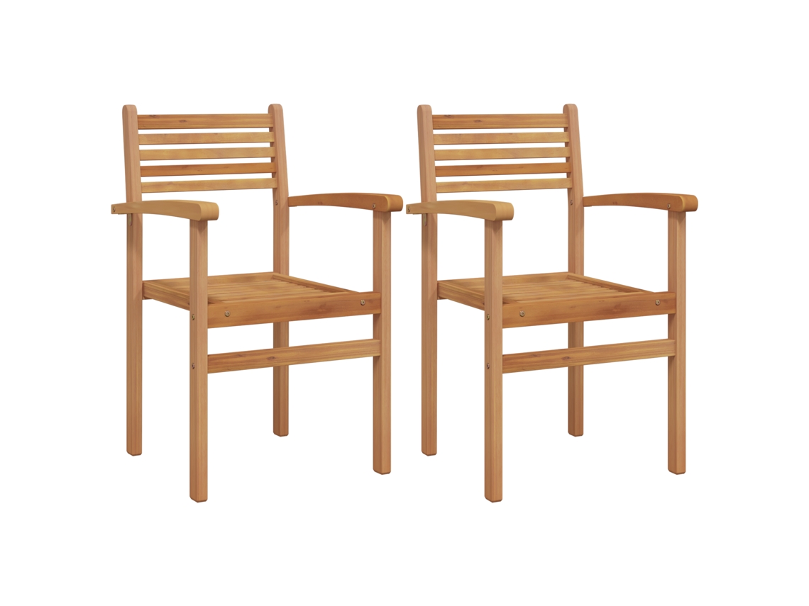 Conjunto 2 Cadeira Para Exterior Vidaxl Castanho Madeira De Teca Maciça (56 X 55 X 90.5 Cm)