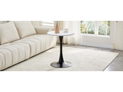 Mesa Centro 60 Cm,mdf,termoforma,branco Veios,base Preta