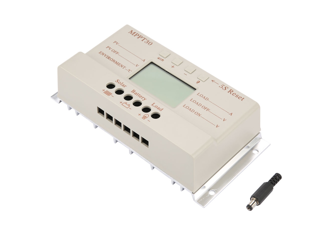 Veloriskku-controlador De Carga Solar 12v/24v Lcd 30a Com Interruptor De Saída Pwm