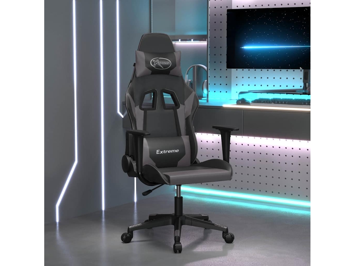 Vidaxl Cadeira Gaming Couro Artificial Preto E Cinzento