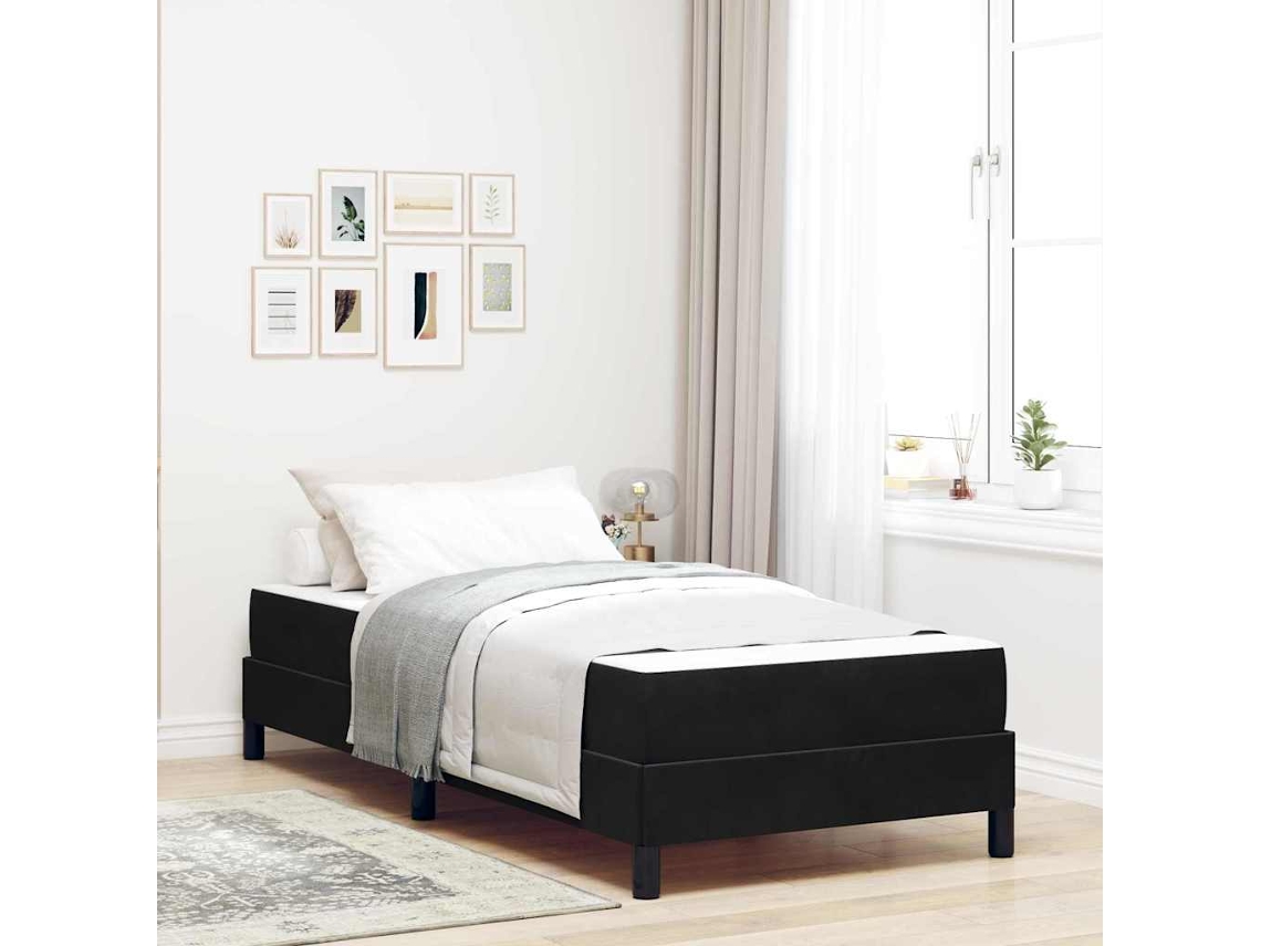 Vidaxl Cama Box Com Colchão Preto 100 X 200 Cm Tecido