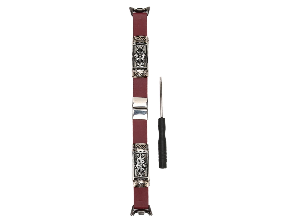 Pulseira de Couro Pu Vintage para Mi Band 8 e 8 Nfc Ajustável com Parafuso