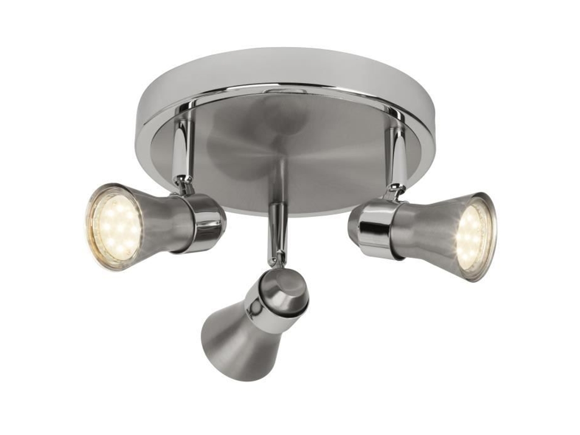 Plafon Led 3 Luzes Sanny Gu10 3W Aço e Cromo BRILLIANT