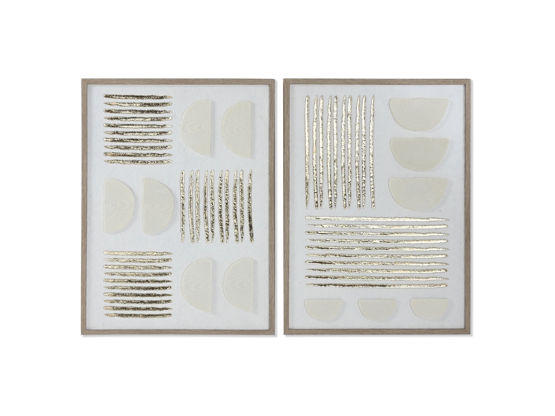Pintura Home Esprit Branco Dourado Moderno Urbana 45 X 2,2 X 60 Cm (2 Unidades)