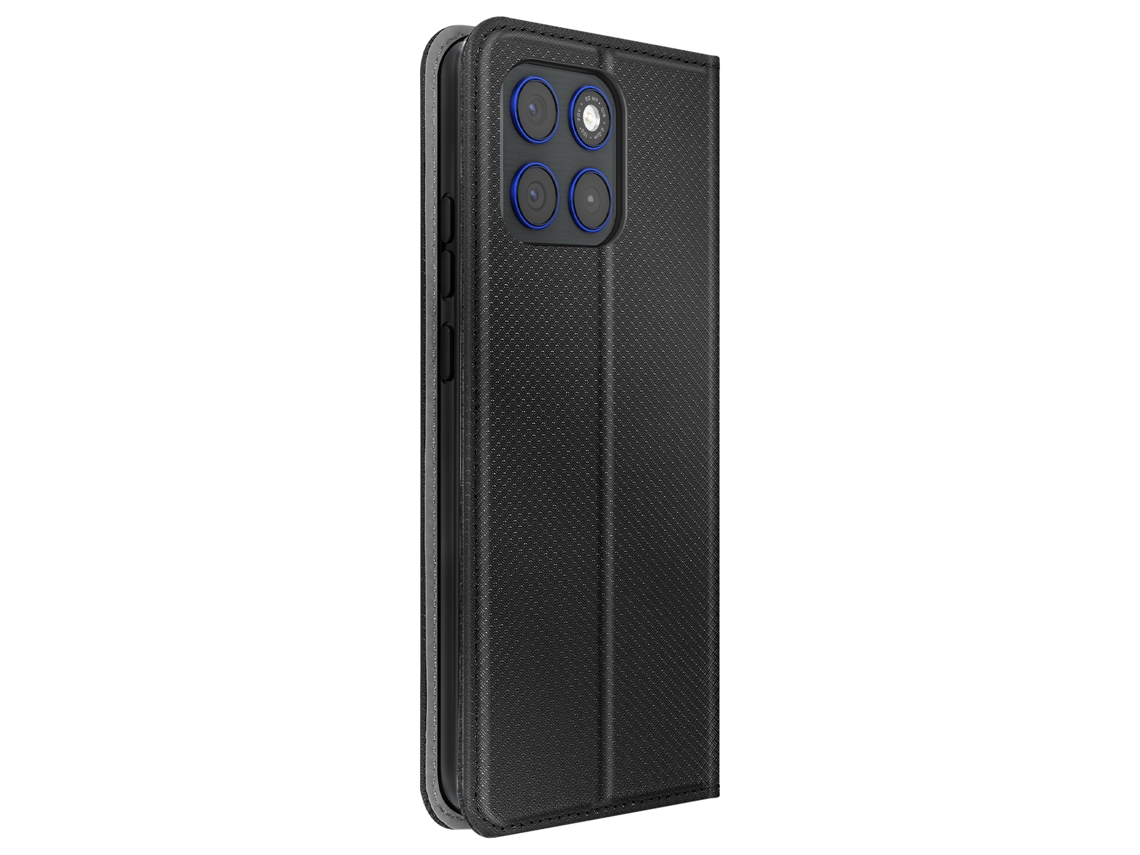 Capa De Livro Para Motorola Edge 70 Com Textura Tecida E Suporte Vídeo