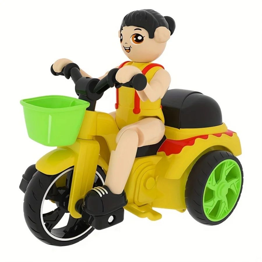 Triciclo Acrobático, Brinquedo com Rotação de 360 Graus e Peças Móveis MDUG (amarelo)