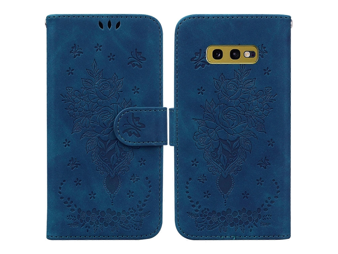 Capa De Celular Em Couro Com Estampa De Borboleta E Rosa Para Samsung Galaxy S10e