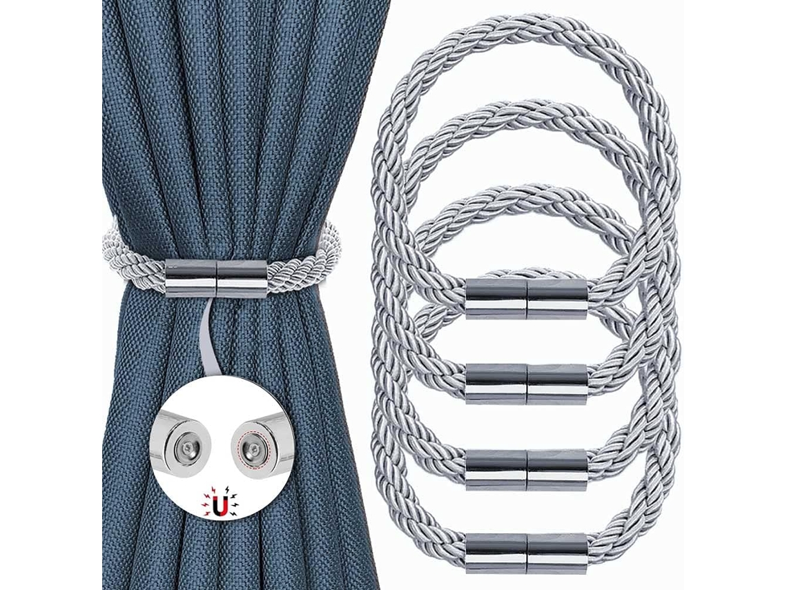 Suporte Magnético Para Cortina, Criativo Cortina Suspensa, Fivelas Amarrar Cortinas, Decoração De Casa, 4 Peças Aquaforge (prateado)