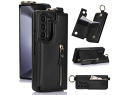 Capa De Couro Com Textura De Lichia, Anel, Zíper E Fivela Dupla Para Samsung Galaxy Z Fold7