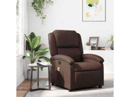 Vidaxl Poltrona De Massagens Reclinável Couro Artificial Castanho