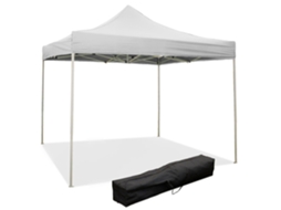 Gazebo Dobrável Branco De 3 X 3 M Revestido Em Pvc Impermeável