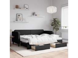 Vidaxl Sofá-cama Com Gavetão E Gavetas 80x200 Cm Tecido Preto