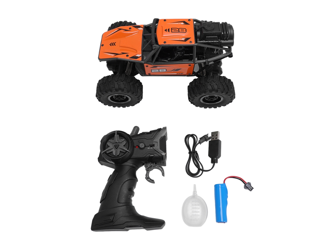 Primerox carro de Controle Remoto Infantil 2.4g 5 Canais Off Road com Spray Laranja