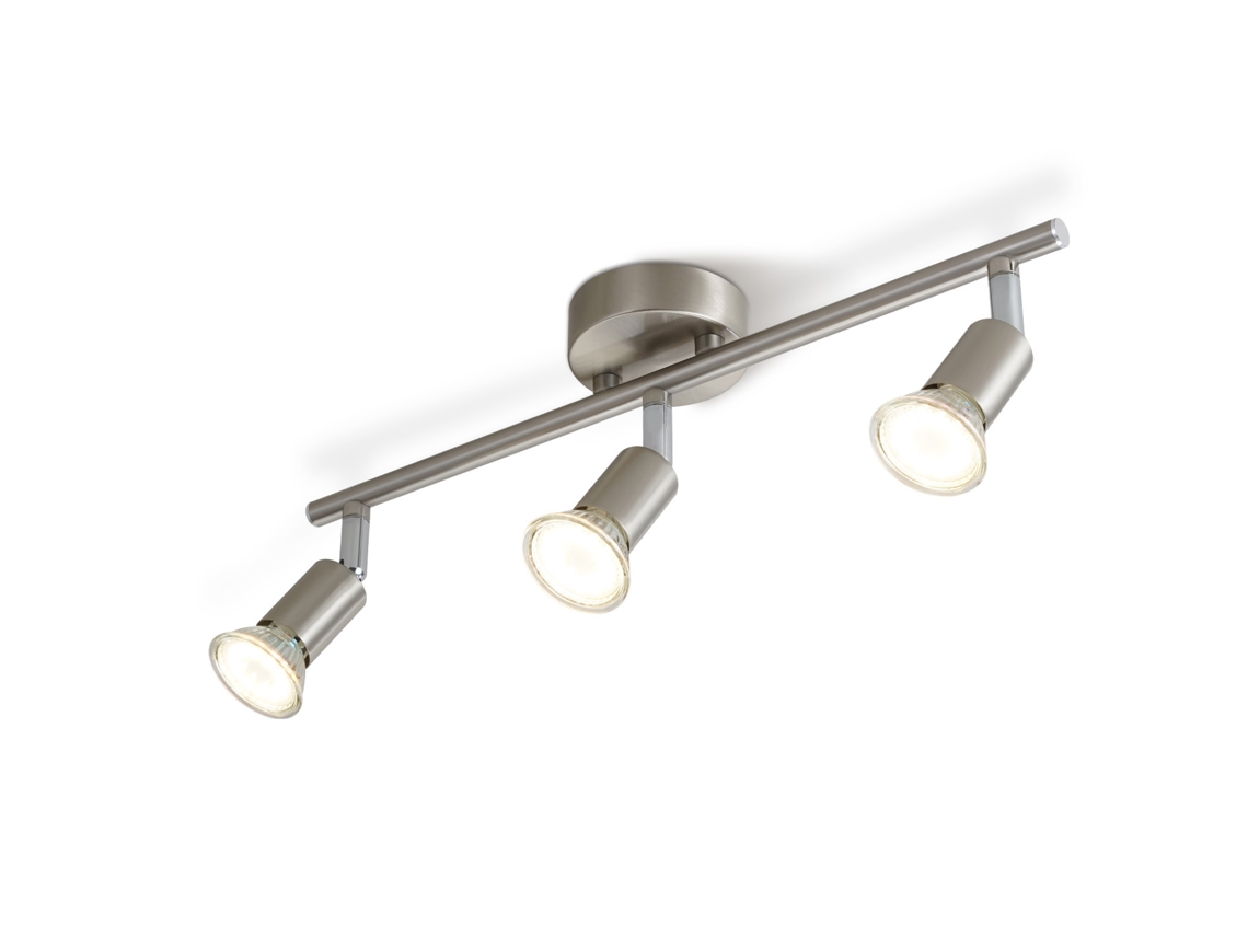 Nettlife 3 Focos Modernos Para Teto De Corredor Gu10 Lâmpada Giratória 330 ° De Aço Inoxidável Para Sala De Estar, Quarto, (sem Lâmpada)