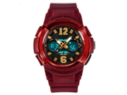 Relógio eletrônico feminino luminoso e minimalista, modelo Sanda vermelho.