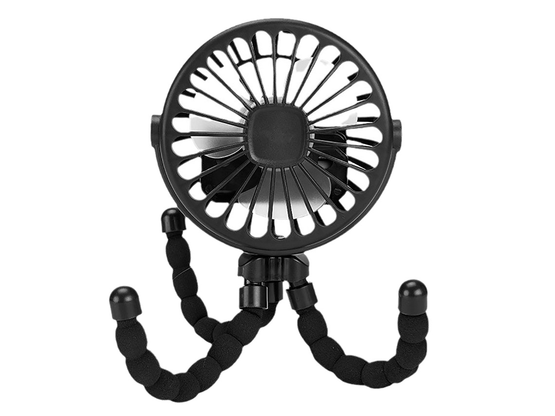 Portable Fan With Wheels And Flexible Stand, Black.