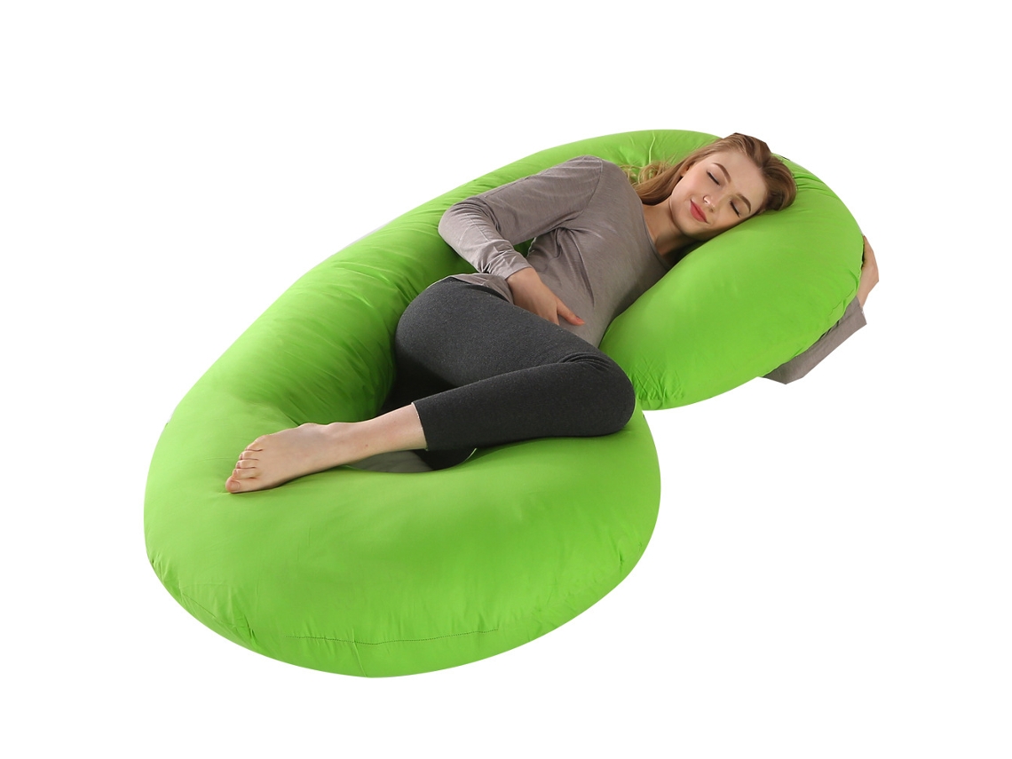 Almofada para Grávidas, Travesseiro de Gravidez em Formato de C, Alivia Dores nas Costas e Pescoço Gravidez SPQMENT (140x70cm verde)