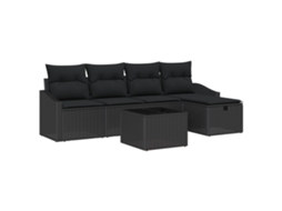 Conjunto 6 Conjunto De Sofá De Jardim Vidaxl Preto Vime Pe (55 X 55 X 37 Cm)