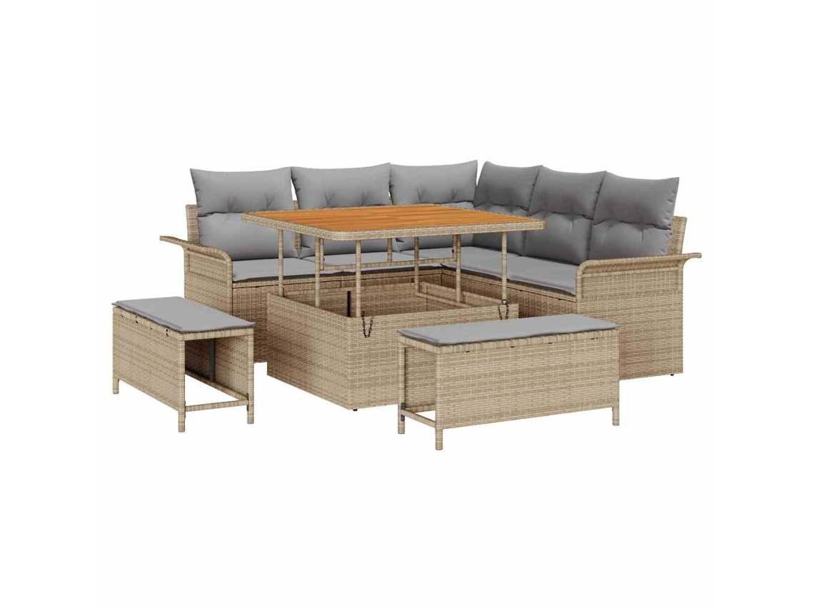 Maison Exclusive - Conjunto De Sofá De Jardim 8 Pcs Bege E Cinza Claro