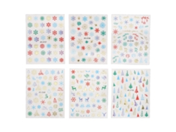 Stickers De Uñas Navideños 3d Láser Autocollantes Impermeables Copos De Nieve Para Salón De Uñas 6 Hojas