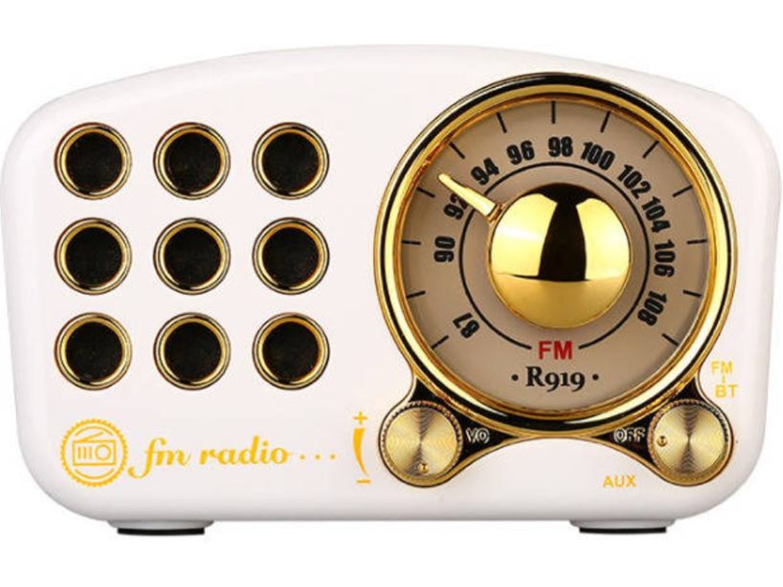 Alto Falante Retro Bluetooth, Rádio Fm Com Estilo Clássico Antigo, Reforço De Graves, Conexão Bluetooth 4.2,branco Yizhood