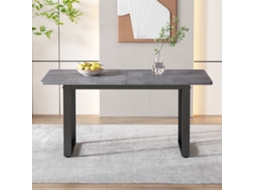 Mesa De Jantar Extensível Multifuncional Em Aço Estilo Industrial Cinza