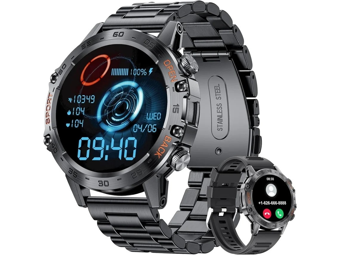 Relógio Inteligente Militar Para Homens Relógios Inteligentes Com Chamada De Voz Bluetooth Compatível Com Telefone Android Ios Smartwatch