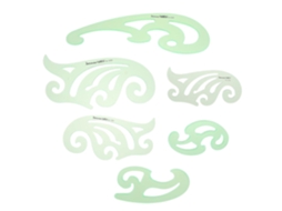 Conjunto De 6 Gabaritos Para Desenho Arquitetônico Toyandona, Formatos Variados, Verde Claro, Para Uso Escolar E Interno
