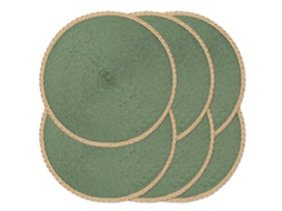 Conjunto 6 Individuais Redondos – Bases De Mesa – Tapetes De Mesa – 38 Cm – Verde