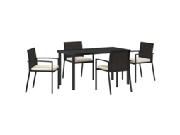 Conjunto de Jantar para Jardim 5 Pcs - Móveis de Jardim para Refeição Preto Aço Revestido a Pó HARLANV1