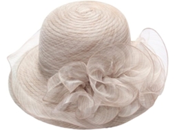 Chapéu Derby Feminino Em Organza - Fascinator Para Casamentos - Cáqui, Tamanho Único