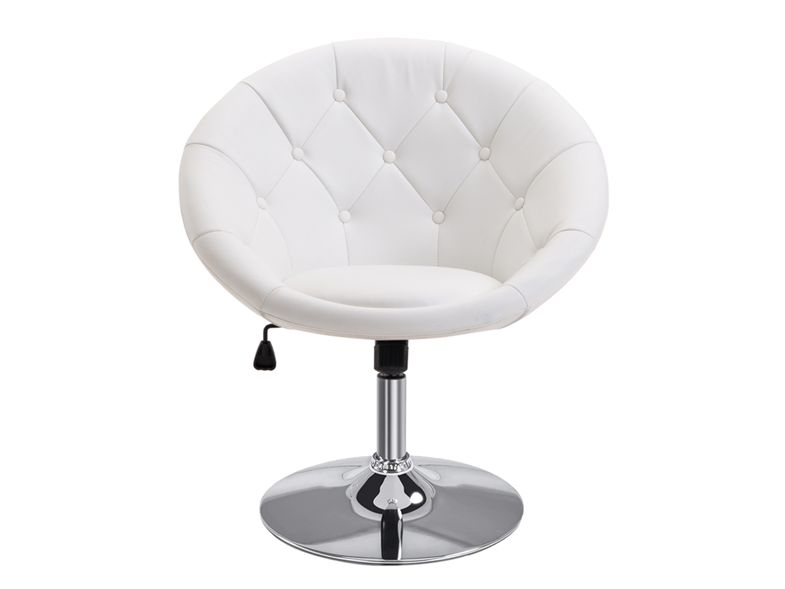 Banqueta Giratória Cromada com Pu Preto/Branca 56x71x78-90cm | ZIWEI STORE