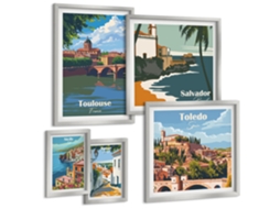 Conjunto De Pinturas Cidades Europeias Vistas Paisagens Espelharte (5 Peças)