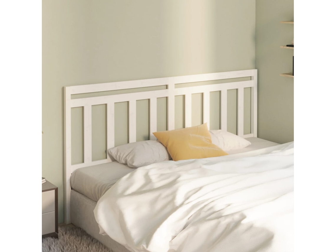 Vidaxl Cabeceira De Cama 186x4x100 Cm Pinho Maciço Branco