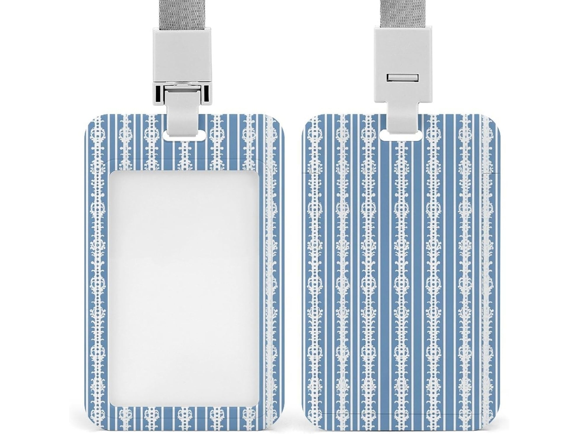 Porta Crachá Listrado Em Azul E Branco, Personalizável, À Prova D Água, Protetor De Crachá, Funcionários De