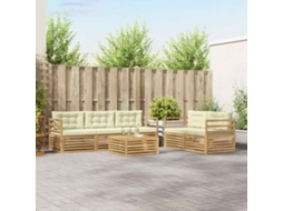 Vidaxl Conjunto De Sofás Para Exterior 6 Unid. Branco E Creme