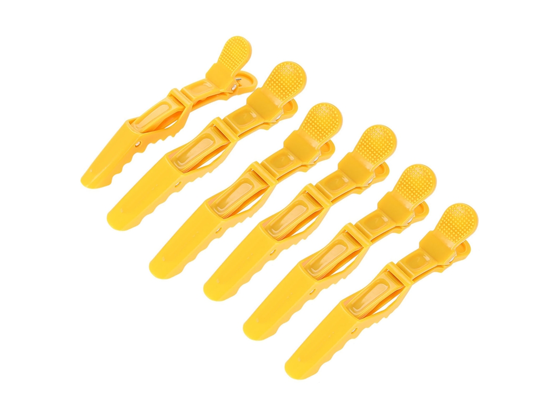 6pcs Prendedor De Cabelo Crocodilo Anti-derrapante Unico Dente Clamp Clips Amarelo