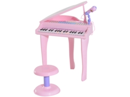 Piano Infantil 37 Teclas Rosa (mp3, Usb, Inclui Banco)