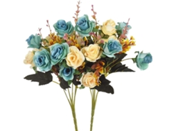 Flores Artificiais, 2 Rosas Artificiais de Plástico, Plantas para Decoração de Mesas de Casamento, Hotel e Casa. Verde Pavão. AQUAFORGE